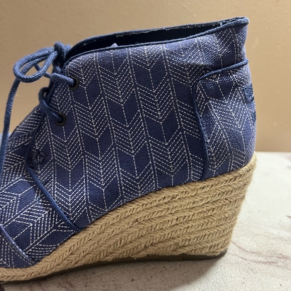 TOMS Desert Wedge Ink Sashiko Espadrilles Ankle Booties Size 7.5 - Picture 3 of 10